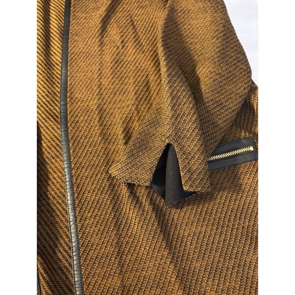 MISOOK Faux Leather Trim Jacket XL Brown Textured Single Clasp 3/4 Sleeve Career - Picture 12 of 16